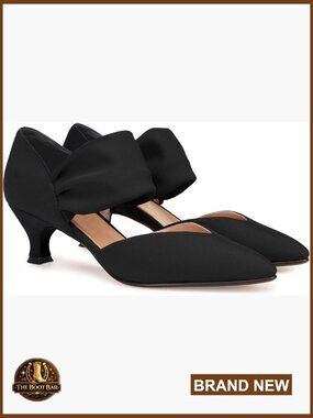 Low Kitten Heel Pointed Toe Slip On Dress Pumps with Ankle Strap